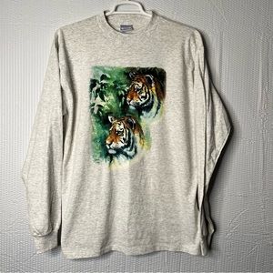 Vintage 90’s AllSport Tiger Painted Single Stitch Long Sleeve Crew Neck Size XL